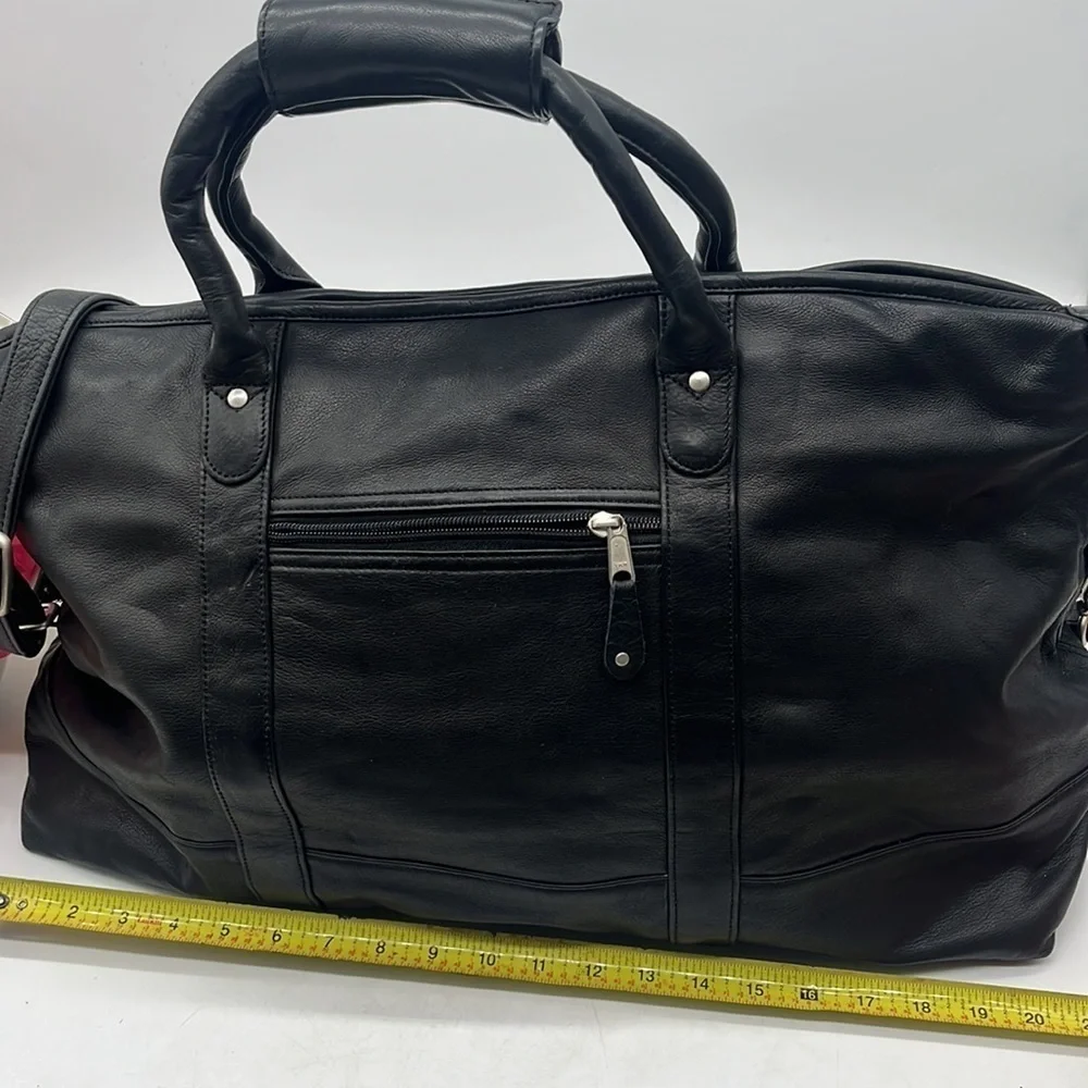 Canyon Outback Large Black Duffle Weekender Premium Quality Leather Bag TOT10064